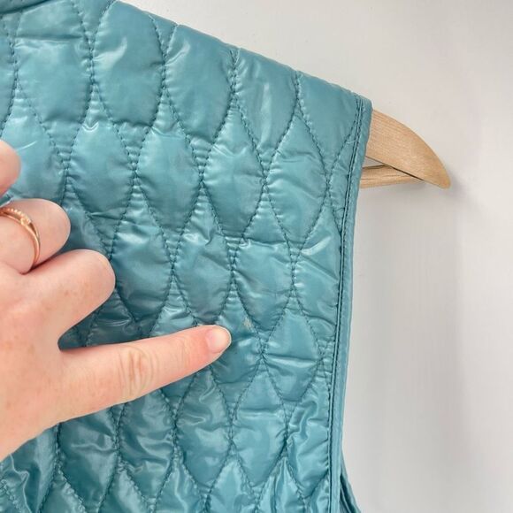 Talbots Womens Quilted Puffer Jacket Vest Lined Full Zip Snap Button Blue Medium - Picture 10 of 14